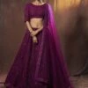 Wine Colour Net Party Wear Lehenga. -Riwaayat Store prc1789