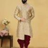Golden Colour In Jacquard Silk Indowestern Style Kurta. -Riwaayat Store prc1831