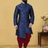 Blue Colour Silk Men Indowestern Style Kurta Dhoti. -Riwaayat Store prc1837