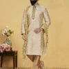 Cream,Golden Men's Designer Kurta Pajama. -Riwaayat Store prc1848