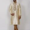 Cream Colour Dupion Silk Wedding Kurta Pajama. -Riwaayat Store prc2075