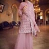 Designer Sharara Salwar Suit Baby Pink Colour In Organza Fabric. 2 Designer Sharara Salwar Suit Baby Pink Colour In Organza Fabric. -Riwaayat Store prc2142