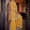 Mustard Yellow Colour Sharara Salwar Suit In Organza Fabric. -Riwaayat Store prc2143
