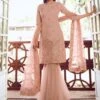 Peach Colour In Organza Fabric Sharara Salwar Suit. -Riwaayat Store prc2145