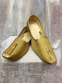 Golden Colour Wedding Sherwani Mojari.