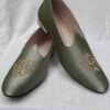 Green Colour Leather Rexin Mojari Shoes. -Riwaayat Store prc2192