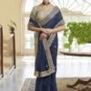 Blue Colour Organza Fabric Women Saree With Zari,Sequin Work. -Riwaayat Store prc2432