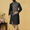 Dupion Silk Party Wear Kurta Pajama Black Colour. 1 Dupion Silk Party Wear Kurta Pajama Black Colour. -Riwaayat Store prc2637
