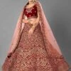 Velvet Fabric Maroon Colour Wedding Lehenga Choli. -Riwaayat Store prc2643