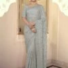Grey Colour Chiffon Fabric Women Saree. -Riwaayat Store prc2766