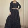 Navy Blue Colour Georgette Fabric Lehenga Choli. -Riwaayat Store prc2768