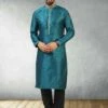 Teal Blue Colour Mens Readymade Kurta Pajama. -Riwaayat Store prc2914