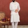 Off White Colour Kurta Pajama Jacket In Dupion Silk Fabric. -Riwaayat Store prc3095