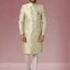 Simple And Elegant Pista Green Colour Designer Mens Indowestern. -Riwaayat Store prc3122