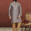 Grey Colour Cotton Fabric Printed Kurta Pajama. -Riwaayat Store prc3160