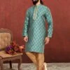 Green Colour Jacquard,Silk Fabric Mens Kurta Pajama. -Riwaayat Store prc3166