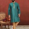 Rama Green Colour Dupion Silk Fabric Mens Kurta Pajama. 1 Rama Green Colour Dupion Silk Fabric Mens Kurta Pajama. -Riwaayat Store prc3177