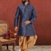 Designer Mens Indowestern Blue Colour In Jacquard,Silk Fabric. 2 Designer Mens Indowestern Blue Colour In Jacquard,Silk Fabric. -Riwaayat Store prc3183