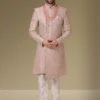 Pink Colour Art Banarasi Silk Fabric Designer Sherwani. -Riwaayat Store prc3193