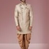 Beige,Golden Colour Art Banarasi Silk Fabric Groom Sherwani. -Riwaayat Store prc3198