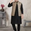 Beige,Black Colour Party Wear Kurta Pajama Jacket.