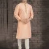Peach Colour Designer Kurta Pajama In Jacquard,Brocade Silk Fabric. -Riwaayat Store prc3391