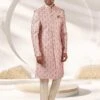 Light Pink Colour Banarasi Silk Fabric Mens Sherwani. -Riwaayat Store prc3440