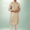 Beige Colour Printed Kurta Pajama In Art Silk Fabric. -Riwaayat Store prc3486