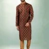Brown Colour Mens Kurta Pajama In Art Silk Fabric. 1 Brown Colour Mens Kurta Pajama In Art Silk Fabric. -Riwaayat Store prc3496