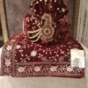 Maroon Colour Velvet Fabric Turban With Lace Work. -Riwaayat Store prc3521