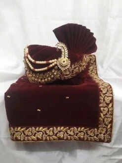 Maroon Colour Velvet Fabric Men's Turban.