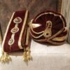 Maroon Colour Velvet Fabric Wedding Turban. -Riwaayat Store prc3571