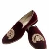 Maroon Colour Mens Groom Shoes In Velvet Fabric. -Riwaayat Store prc3581