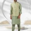 Pista Green Colour Designer Kurta Jacket In Jacquard,Banarasi Silk Fabric.