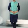 Blue Colour Indian Designer Kurta Pajama Jacket. 2 Blue Colour Indian Designer Kurta Pajama Jacket. -Riwaayat Store prc3700