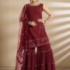 Red Colour Designer Sharara Salwar Kameez. -Riwaayat Store prc3728