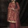 Rust Colour Designer Sharara Salwar Kameez In Net Fabric. 1 Rust Colour Designer Sharara Salwar Kameez In Net Fabric. -Riwaayat Store prc3753