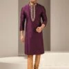 Purple Colour Designer Kurta Pajama In Banarasi Silk Fabric. 2 Purple Colour Designer Kurta Pajama In Banarasi Silk Fabric. -Riwaayat Store prc3785