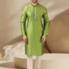 Green Colour Banarasi Silk Kurta Pajama. -Riwaayat Store prc3787