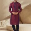 Magenta,Blue Colour Mens Kurta Pajama In Banarasi Silk Fabric. -Riwaayat Store prc3793