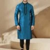 Blue Colour Banarasi Silk Fabric Designer Kurta Pajama.