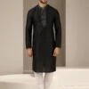 Black Colour Mens Kurta Pajama In Banarasi Silk Fabric. -Riwaayat Store prc3803