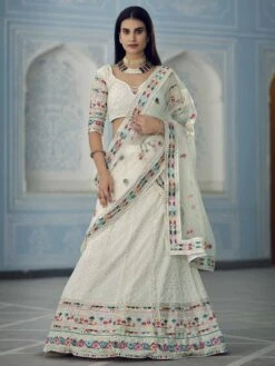 White Colour Georgette Fabric Women Lehenga Choli.