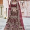 Maroon Colour Velvet Fabric Lehenga Choli With Embroidery,Hand Work.