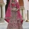 Pink Colour Velvet Fabric Designer Lehenga. -Riwaayat Store prc3943