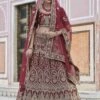 Maroon Colour Velvet Fabric Designer Lehenga Choli.
