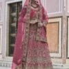 Pink Colour Velvet Fabric Lehenga Choli With Embroidery,Hand Work. -Riwaayat Store prc3947