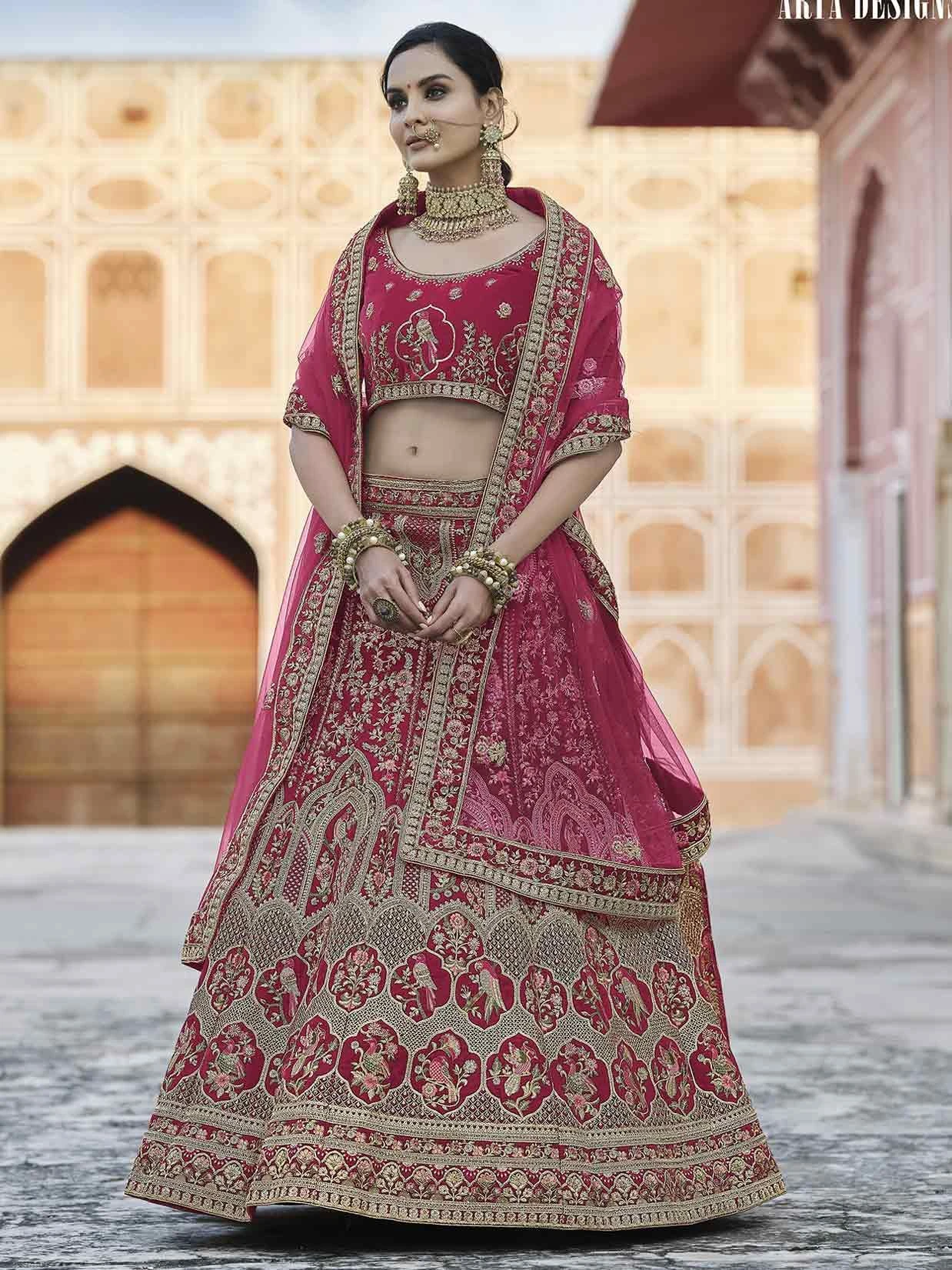 Pink Colour Velvet Fabric Women Lehenga Choli. 3 Pink Colour Velvet Fabric Women Lehenga Choli.