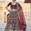 Maroon Colour Velvet Fabric Heavy Designer Lehenga Choli. -Riwaayat Store prc3956