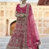 Pink Colour Women Lehenga Choli In Velvet Fabric.